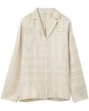 TOTEME Monogram Silk Top Ivory Rtw Shirt Polo - Natural