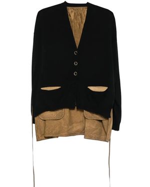 Uma Wang Front-Pocket Cardigan/Mustard - Black