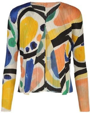 Issey Miyake Pleats Please Roll Cardigan Multi - Yellow