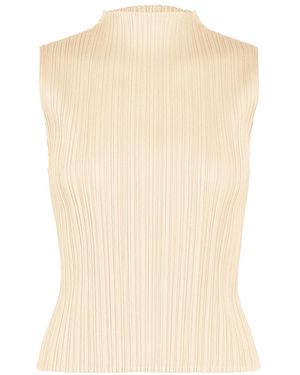 Issey Miyake Pleats Please August Colours High-Neck Top Off - White