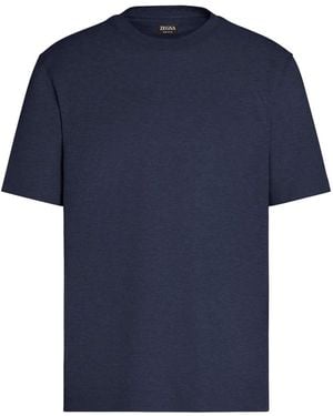 ZEGNA Fine-Knit Linen T-Shirt - Blue