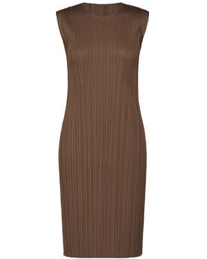 Issey Miyake Pleats Please New Colourful Basics Dress - Brown