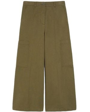 Weekend by Maxmara Cotton Canvas Quiz Trousers Khaki - Green