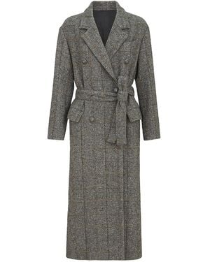 Brunello Cucinelli Check Tweed Coat D - Gray