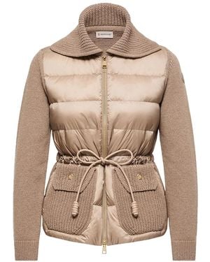 Moncler Cashmere Blend Cardigan - Natural
