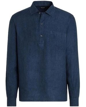 ZEGNA Half Placket Shirt - Blue