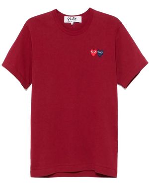 COMME DES GARÇONS PLAY Double Heart T-Shirt Burgundy - Red