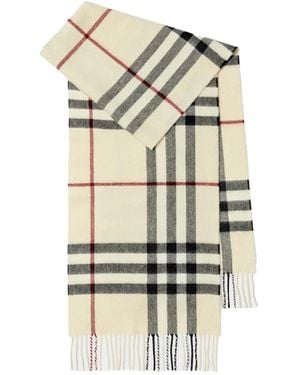 Burberry Check Cashmere Scarf - White
