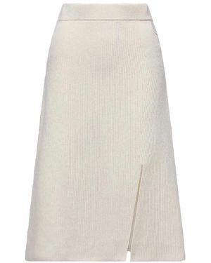 Moncler Ribbed Side-Split Midi Skirt Off - White