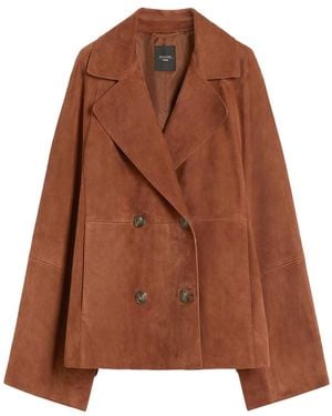 Weekend by Maxmara Double-Breasted Suede Jacket Terracotta - Brown