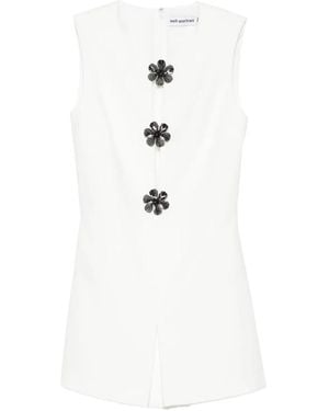 Self-Portrait Crepe Playsuit - White