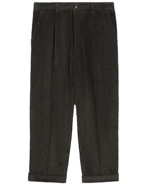 Ami Paris Cotton Carrot Oversized Trousers Anthracite - Black