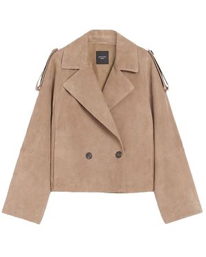 Weekend by Maxmara Short Suede Trench Coat - Natural