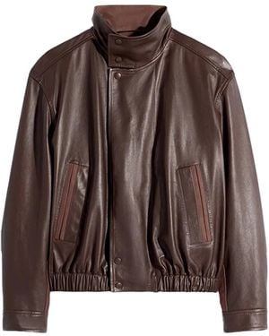 Lemaire Soft Leather Blouson Jacket Chocolate - Brown