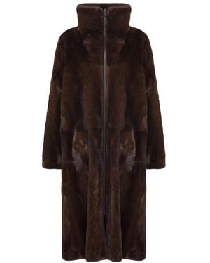 Yves Salomon Long Reversible Parka Mink Mahogany - Multicolour