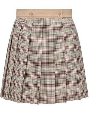 Moncler Checked Pleated Mini Skirt - White