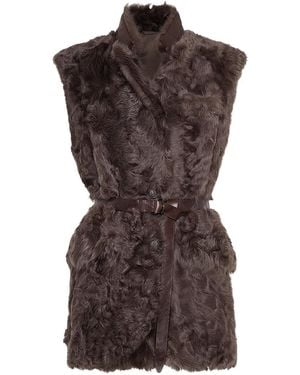 Brunello Cucinelli Shearling Vest Rust - Brown