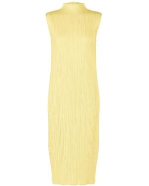 Issey Miyake Pleats Please High-Neck Dress Pale - Yellow
