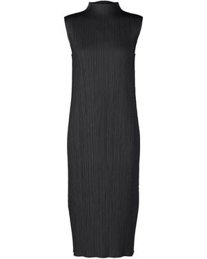 Issey Miyake Pleats Please High-Neck Dress - Black