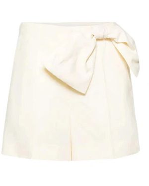 Chloé Bow Detail Linen Shorts Coconut Milk - White