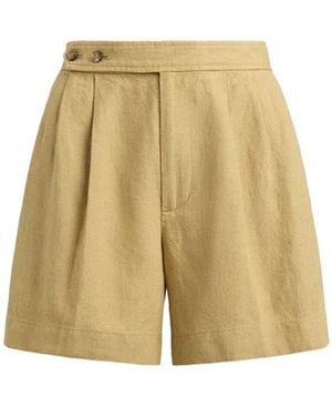 Ralph Lauren Pleated Délavé Linen Shorts Camel - Natural