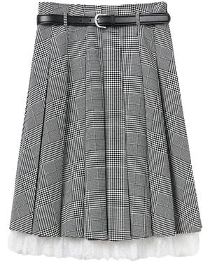 Self-Portrait Prince Of Wales Skirt Check - Grey