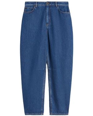 Weekend by Maxmara Cotton Denim Barrel-Leg Jeans - Blue