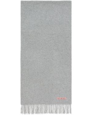 Acne Studios Fringe Wool Narrow Scarf - Grey