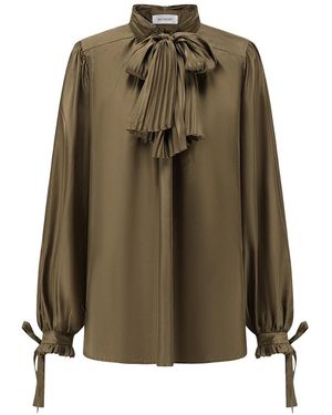Into The East Moss Silk Tie-Front Shirt - Green