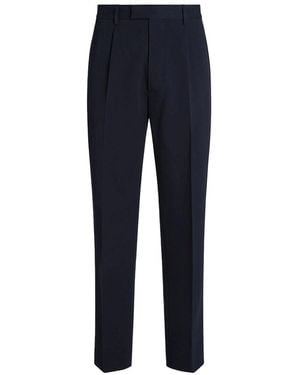 ZEGNA Cotton And Linen Trousers - Blue