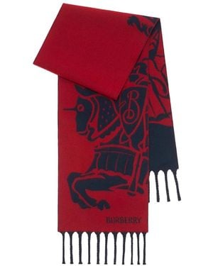 Burberry Reversible Ekd Wool Scarf - Red