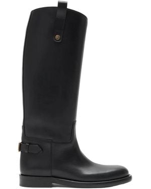 Burberry Leather Cavalier Boots - Black
