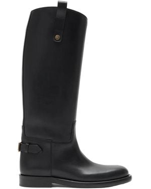 Burberry Leather Cavalier Boots - Black