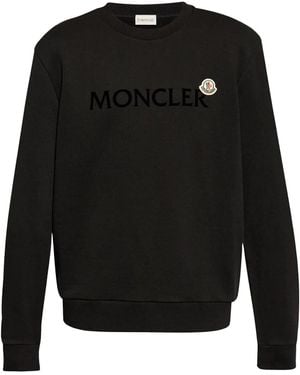 Moncler Flocked-Logo Cotton Sweatshirt - Black