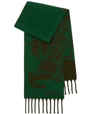 Burberry Reversible Ekd Wool Scarf - Green
