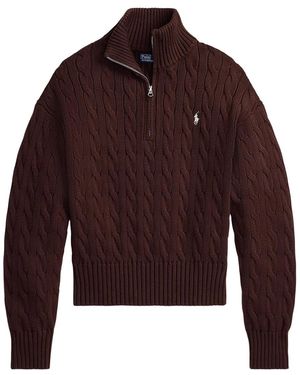 Ralph Lauren Polo Cable-Knit Cotton Quarter-Zip Jumper - Red