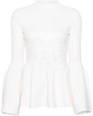Chloé Guipure Panels Flared Pullover - White