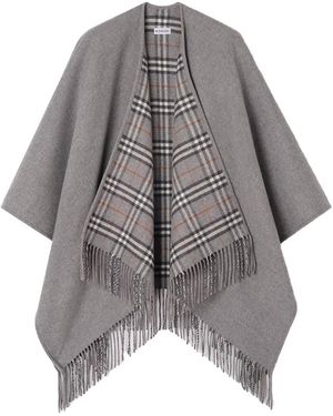 Burberry Reversible Check Wool Cape - Grey