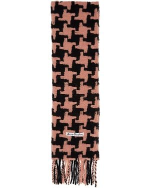 Acne Studios Houndstooth-Pattern Knitted Scarf - White