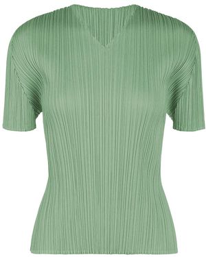 Issey Miyake Pleats Please August Colors Top Greyish - Green