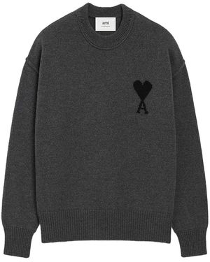 Ami Paris Ami Wool Crewneck Jumper - Black