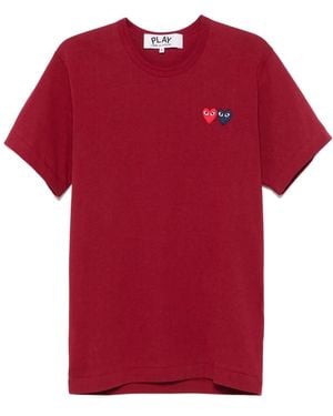 COMME DES GARÇONS PLAY Double Heart T-Shirt Burgundy - Red