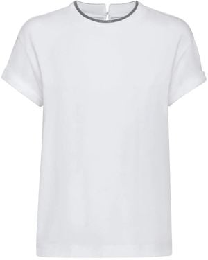 Brunello Cucinelli Contrast Layered T-Shirt - White