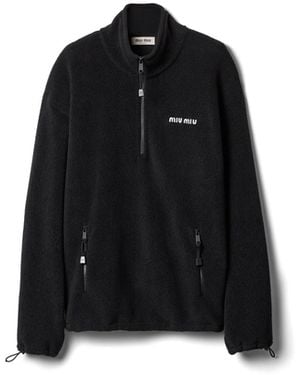 Miu Miu Sweatshirt Aus Fleece, Damen, Größe - Schwarz