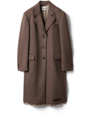 Miu Miu Einreihiger Mantel Aus Stoff, Damen, Größe - Braun