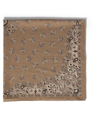 Miu Miu Foulard Stampato - Marrone