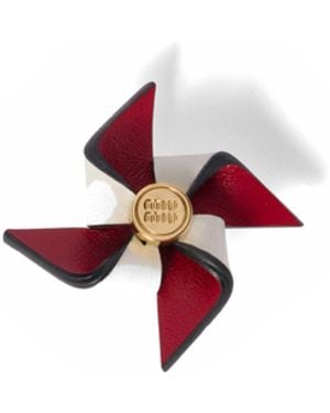 Miu Miu Pinwheel-Brosche Aus Leder, Damen - Rot