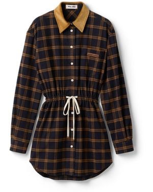 Miu Miu Kariertes Kleid Aus Flanell, Damen, Größe - Schwarz