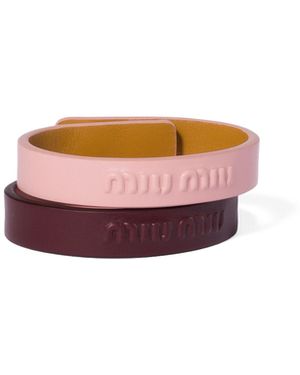 Miu Miu Bracelets En Cuir, Femme, Taille - Rose