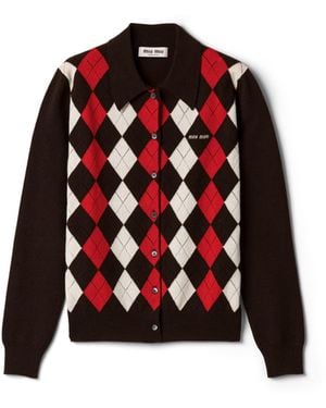 Miu Miu Strickjacke Aus Kaschmir, Damen, Größe - Rot